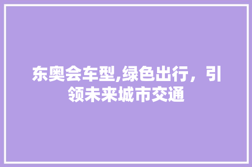 东奥会车型,绿色出行，引领未来城市交通 新能源汽车
