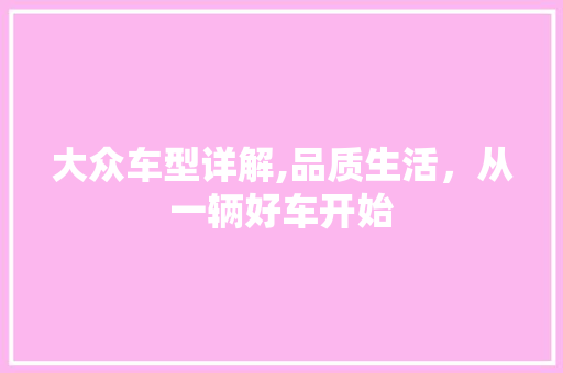 大众车型详解,品质生活，从一辆好车开始