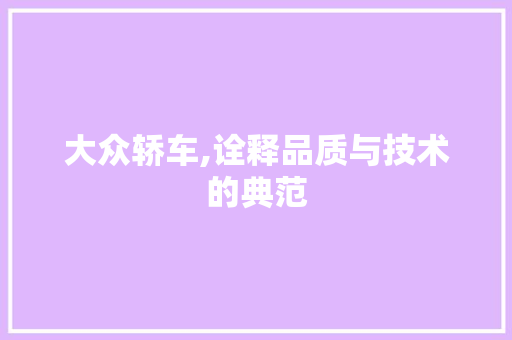 大众轿车,诠释品质与技术的典范