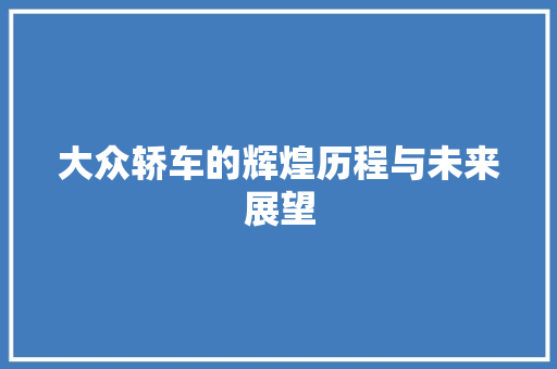 大众轿车的辉煌历程与未来展望