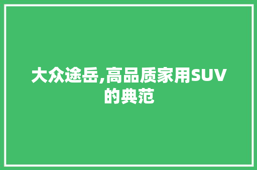 大众途岳,高品质家用SUV的典范