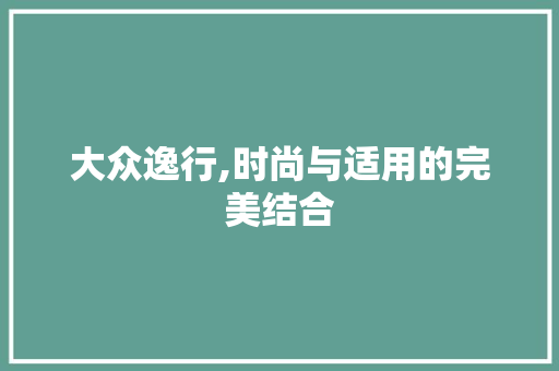 大众逸行,时尚与适用的完美结合
