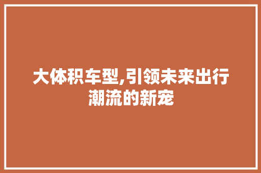 大体积车型,引领未来出行潮流的新宠