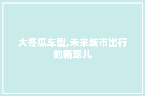 大冬瓜车型,未来城市出行的新宠儿