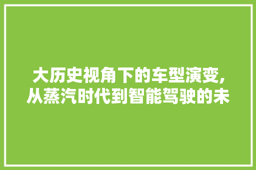 大历史视角下的车型演变,从蒸汽时代到智能驾驶的未来