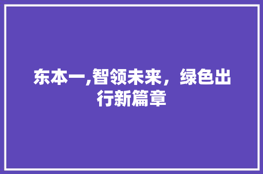 东本一,智领未来，绿色出行新篇章 新款车型
