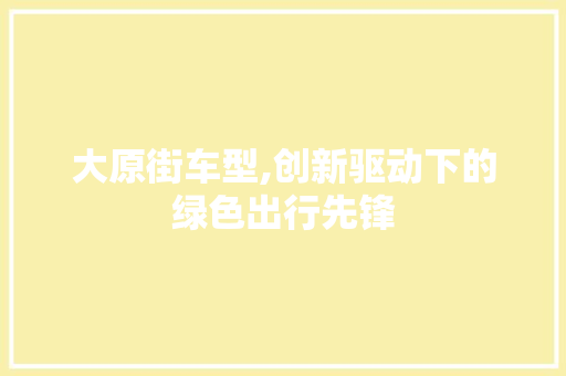 大原街车型,创新驱动下的绿色出行先锋