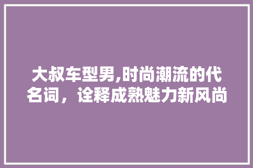 大叔车型男,时尚潮流的代名词，诠释成熟魅力新风尚