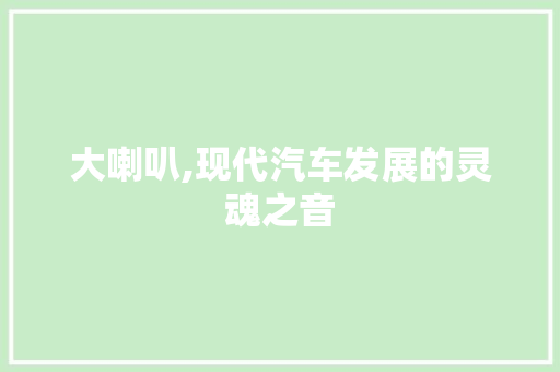 大喇叭,现代汽车发展的灵魂之音