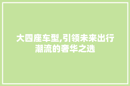 大四座车型,引领未来出行潮流的奢华之选 车身配件