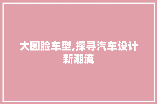 大圆脸车型,探寻汽车设计新潮流 车身配件