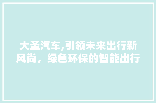 大圣汽车,引领未来出行新风尚，绿色环保的智能出行利器 车灯配件