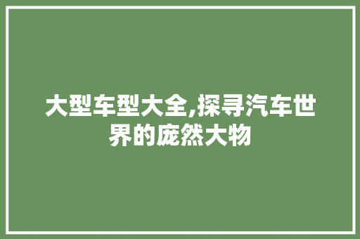 大型车型大全,探寻汽车世界的庞然大物