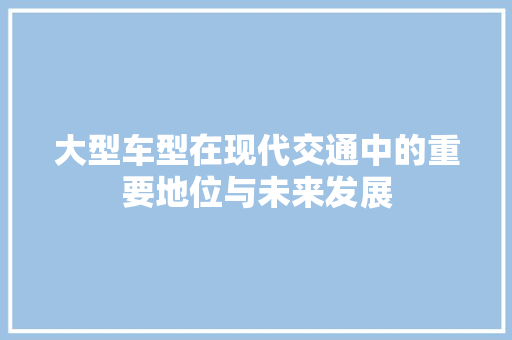 大型车型在现代交通中的重要地位与未来发展