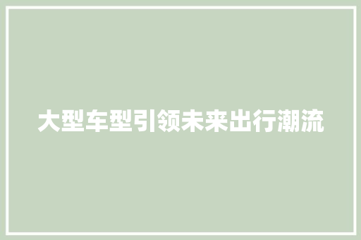 大型车型引领未来出行潮流