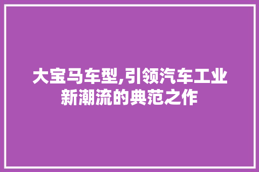 大宝马车型,引领汽车工业新潮流的典范之作