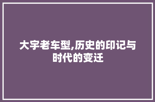 大宇老车型,历史的印记与时代的变迁