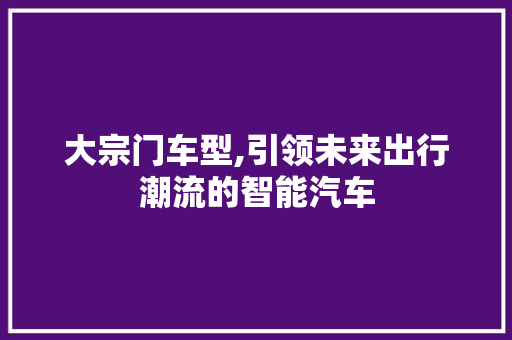 大宗门车型,引领未来出行潮流的智能汽车