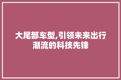 大尾部车型,引领未来出行潮流的科技先锋