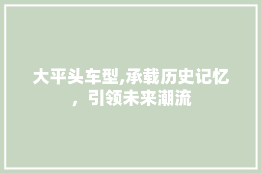 大平头车型,承载历史记忆，引领未来潮流