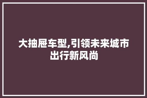 大抽屉车型,引领未来城市出行新风尚