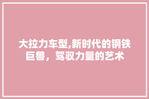 大拉力车型,新时代的钢铁巨兽，驾驭力量的艺术