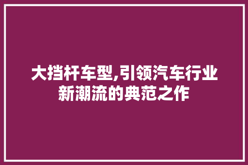 大挡杆车型,引领汽车行业新潮流的典范之作