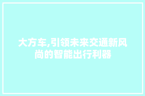 大方车,引领未来交通新风尚的智能出行利器