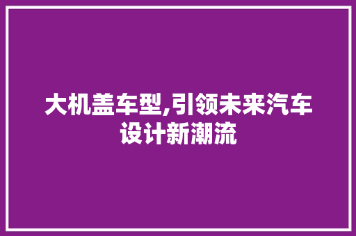 大机盖车型,引领未来汽车设计新潮流
