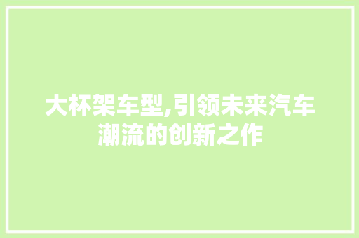 大杯架车型,引领未来汽车潮流的创新之作
