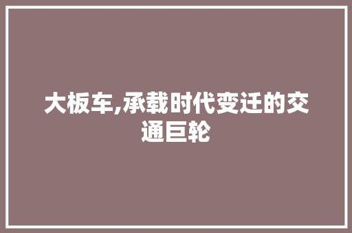 大板车,承载时代变迁的交通巨轮