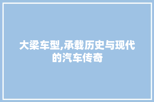 大梁车型,承载历史与现代的汽车传奇