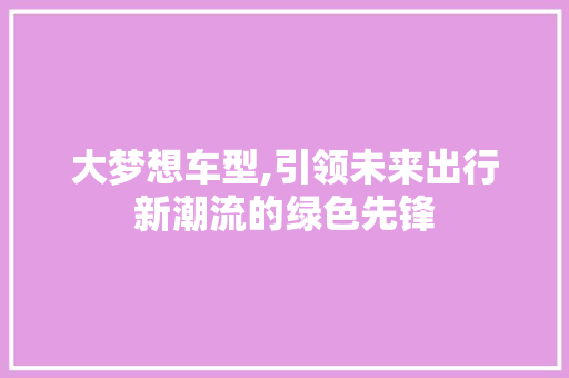 大梦想车型,引领未来出行新潮流的绿色先锋