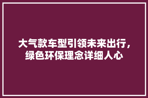 大气款车型引领未来出行，绿色环保理念详细人心