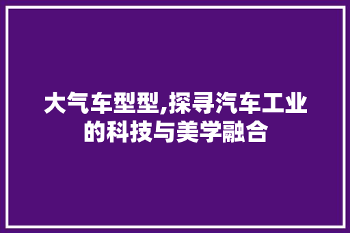 大气车型型,探寻汽车工业的科技与美学融合