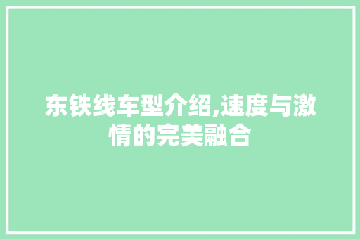 东铁线车型介绍,速度与激情的完美融合 汽车配件