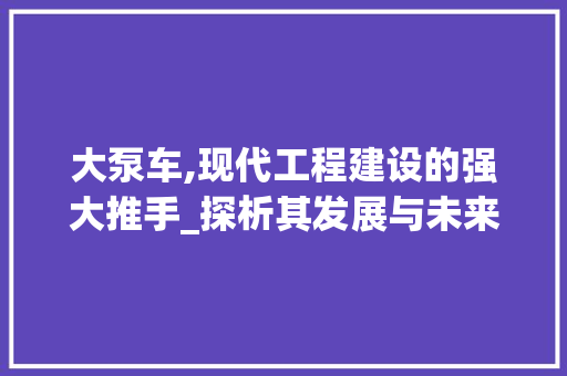 大泵车,现代工程建设的强大推手_探析其发展与未来趋势