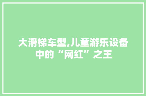 大滑梯车型,儿童游乐设备中的“网红”之王