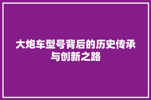 大炮车型号背后的历史传承与创新之路