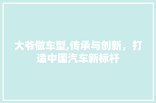 大爷做车型,传承与创新，打造中国汽车新标杆