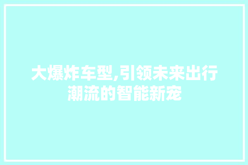 大爆炸车型,引领未来出行潮流的智能新宠