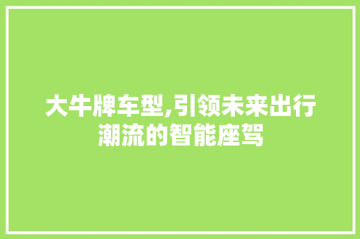 大牛牌车型,引领未来出行潮流的智能座驾