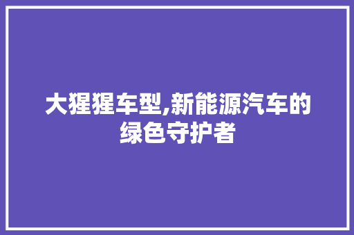 大猩猩车型,新能源汽车的绿色守护者