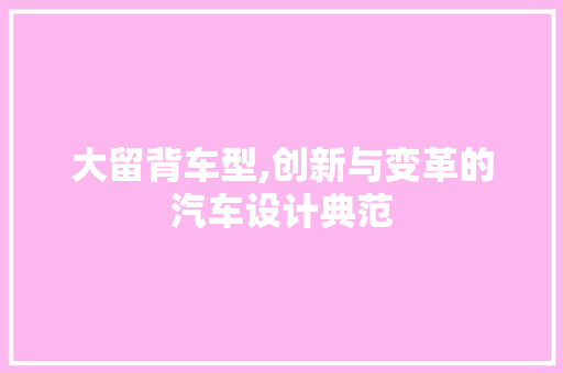 大留背车型,创新与变革的汽车设计典范