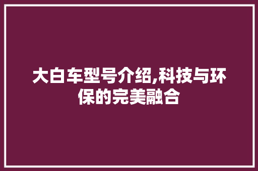 大白车型号介绍,科技与环保的完美融合