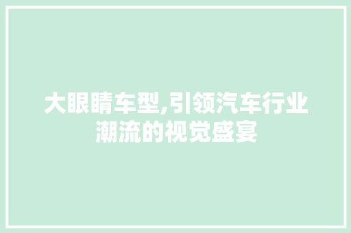 大眼睛车型,引领汽车行业潮流的视觉盛宴