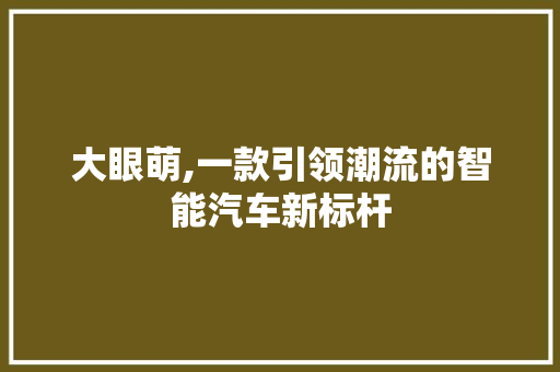 大眼萌,一款引领潮流的智能汽车新标杆