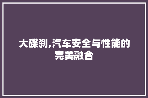 大碟刹,汽车安全与性能的完美融合