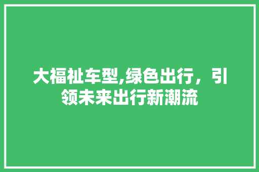 大福祉车型,绿色出行，引领未来出行新潮流