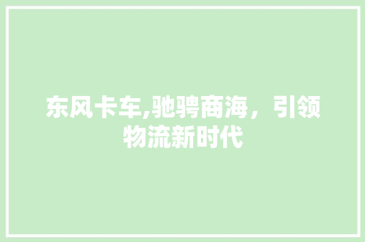 东风卡车,驰骋商海，引领物流新时代